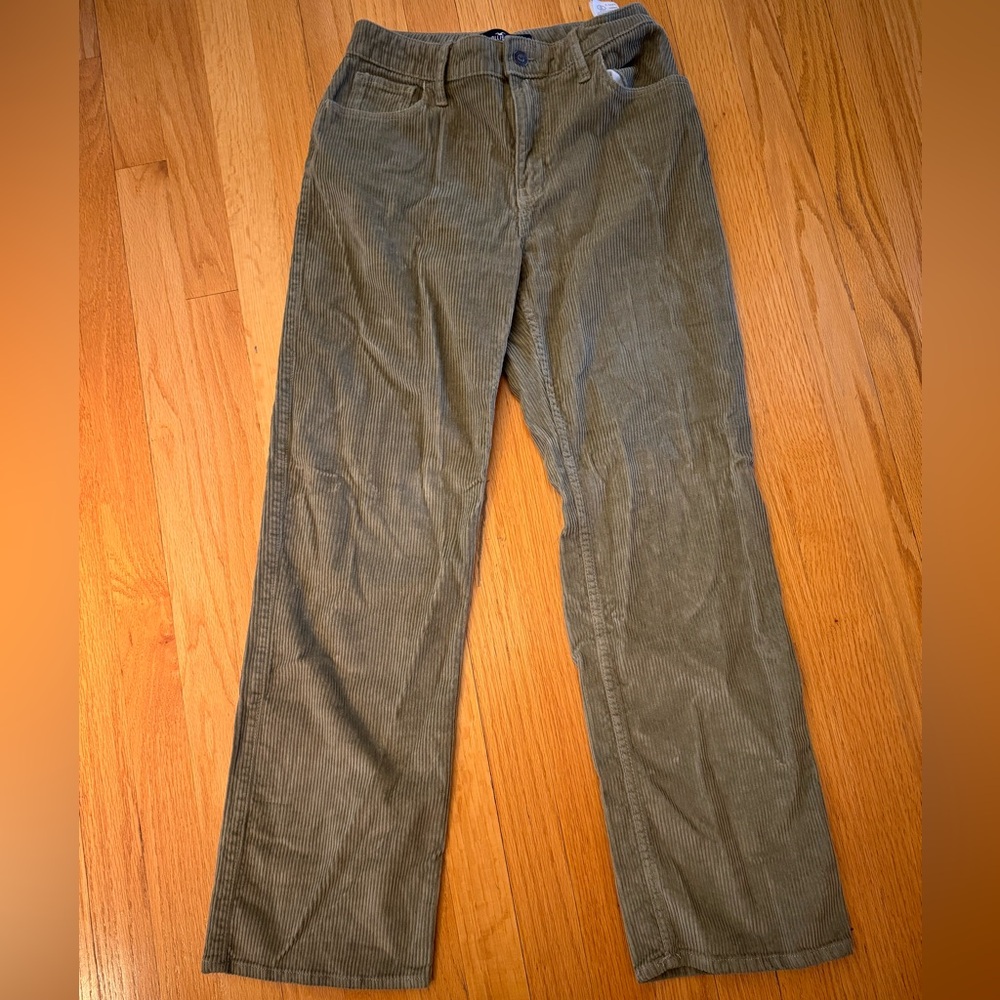 Hollister Green Corduroy Pants Straight-Leg Casual